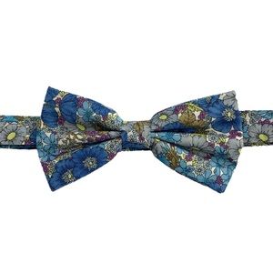 Men's Rustic Style Blue Floral Bow Tie